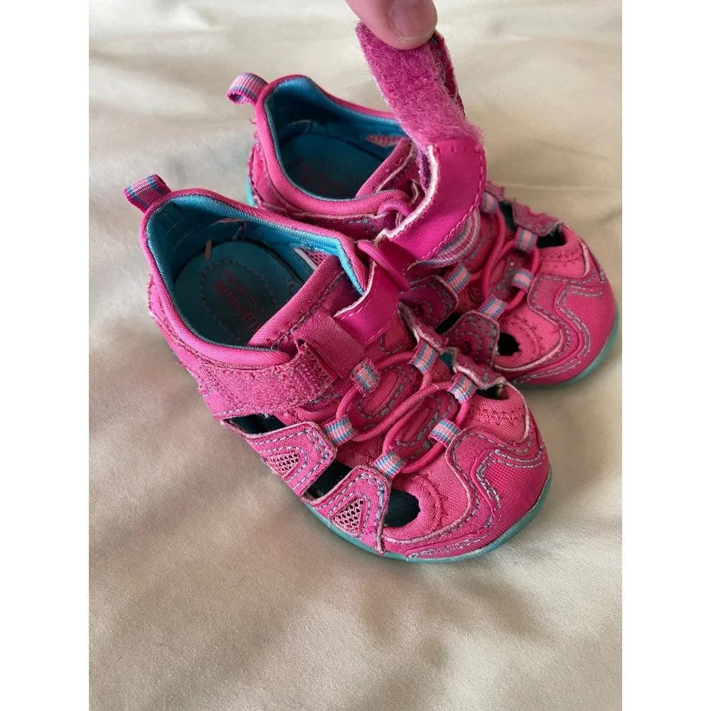 Surprise Toddler Girls Pink / Green Tennie Style Sandals